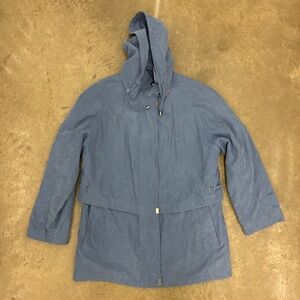 Izzi Outerwear Women's Coat Jacket Size Medium M Full Zip Detachable Hood Blue